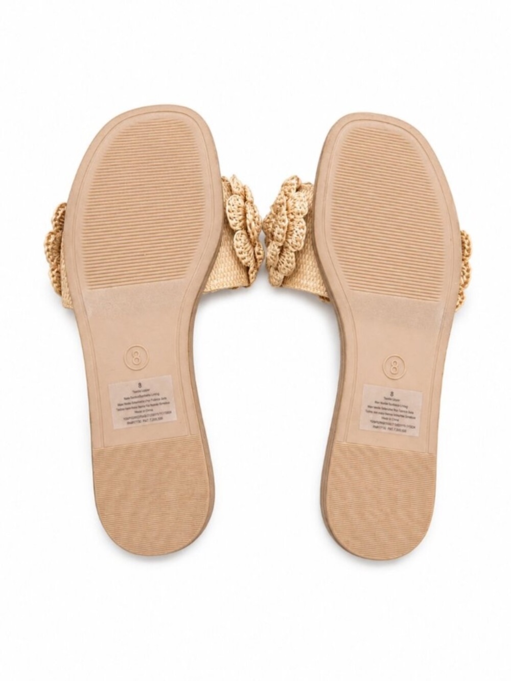 Women's Raffia Crochet Flower Slide Sandals, 8 - Picture 4 of 4
